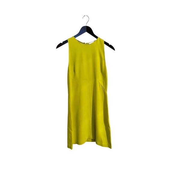 A.L.C. Gia Crew Neck Sleeveless Mini Dress in Cactus Yellow Green Size 6 - Picture 2 of 5